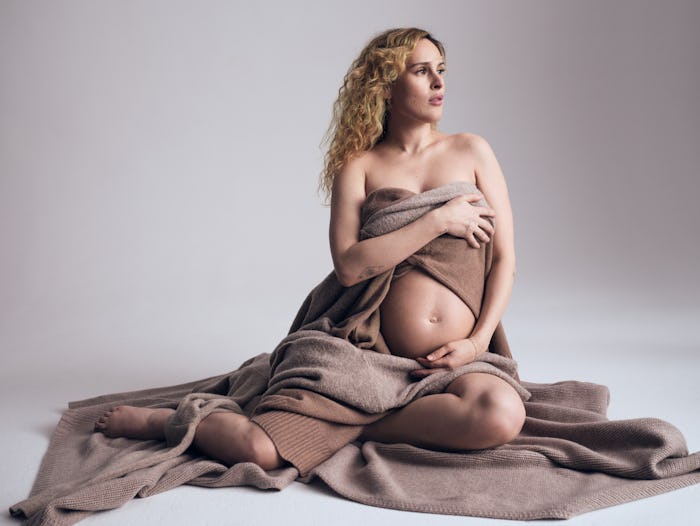 Pregnant Rumer Willis posed for a photo shoot for fashion brand, NakedCashmere.