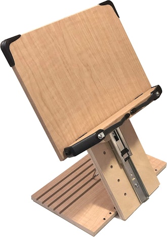 This height-adjustable book stands helps alleviate neck strain.