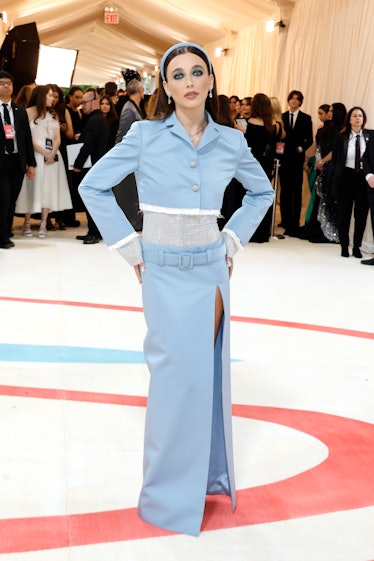 Emma Chamberlain attends The 2023 Met Gala Celebrating "Karl Lagerfeld: A Line Of Beauty" at The Met...