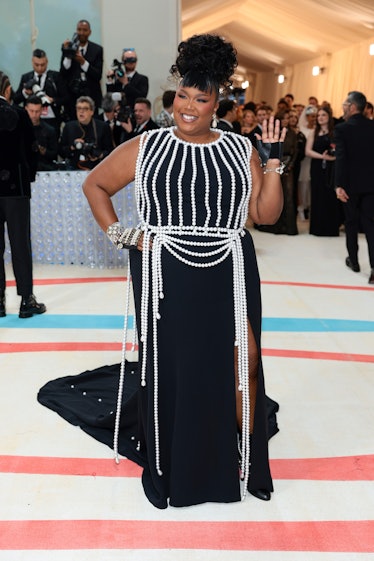 Lizzo attends The 2023 Met Gala Celebrating "Karl Lagerfeld: A Line Of Beauty" at The Metropolitan M...
