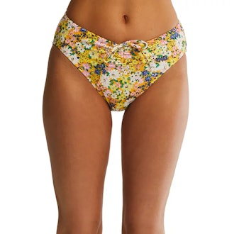 Printed Cinched Bikini Swim Bottoms