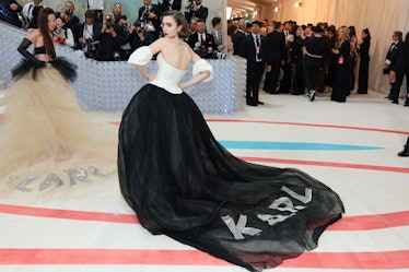  Lily Collins attends The 2023 Met Gala Celebrating "Karl Lagerfeld: A Line Of Beauty" at The Metrop...
