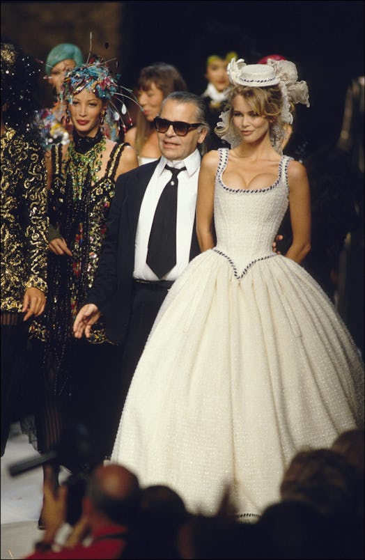 CLaudia Schiffer and Karl Lagerfeld. 