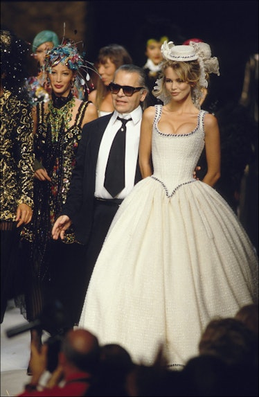 CLaudia Schiffer and Karl Lagerfeld. 