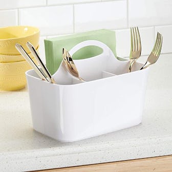 mDesign Plastic Cutlery Storage Organizer Caddy Bin Tote