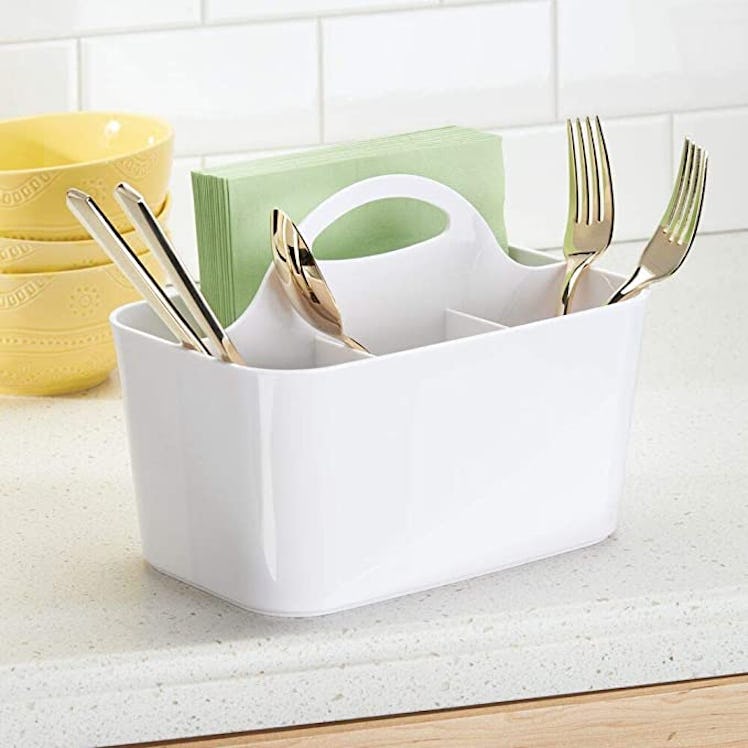 mDesign Plastic Cutlery Storage Organizer Caddy Bin Tote