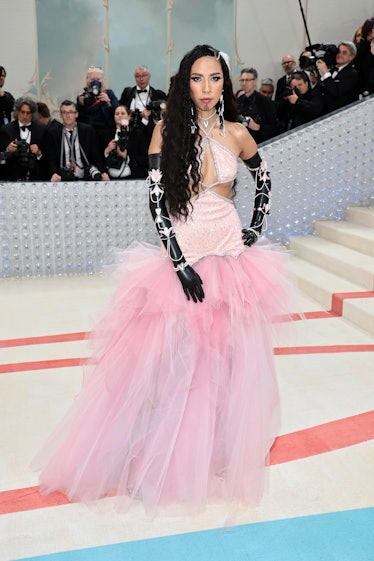 Quannah Chasinghorse attends The 2023 Met Gala Celebrating "Karl Lagerfeld: A Line Of Beauty" at The...