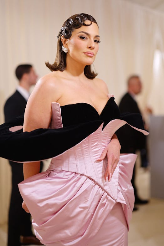 Ashley Graham in pink and black at the 2023 Met Gala.
