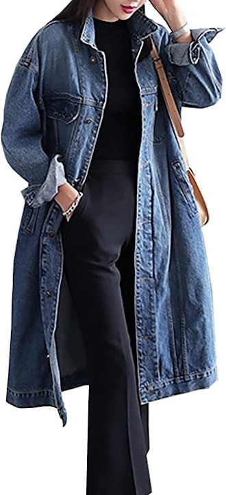 Jofemuho Long Denim Jacket