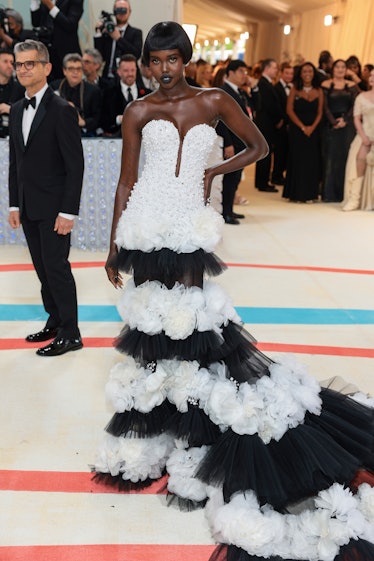 Adut Akech attends The 2023 Met Gala Celebrating "Karl Lagerfeld: A Line Of Beauty" at The Metropoli...