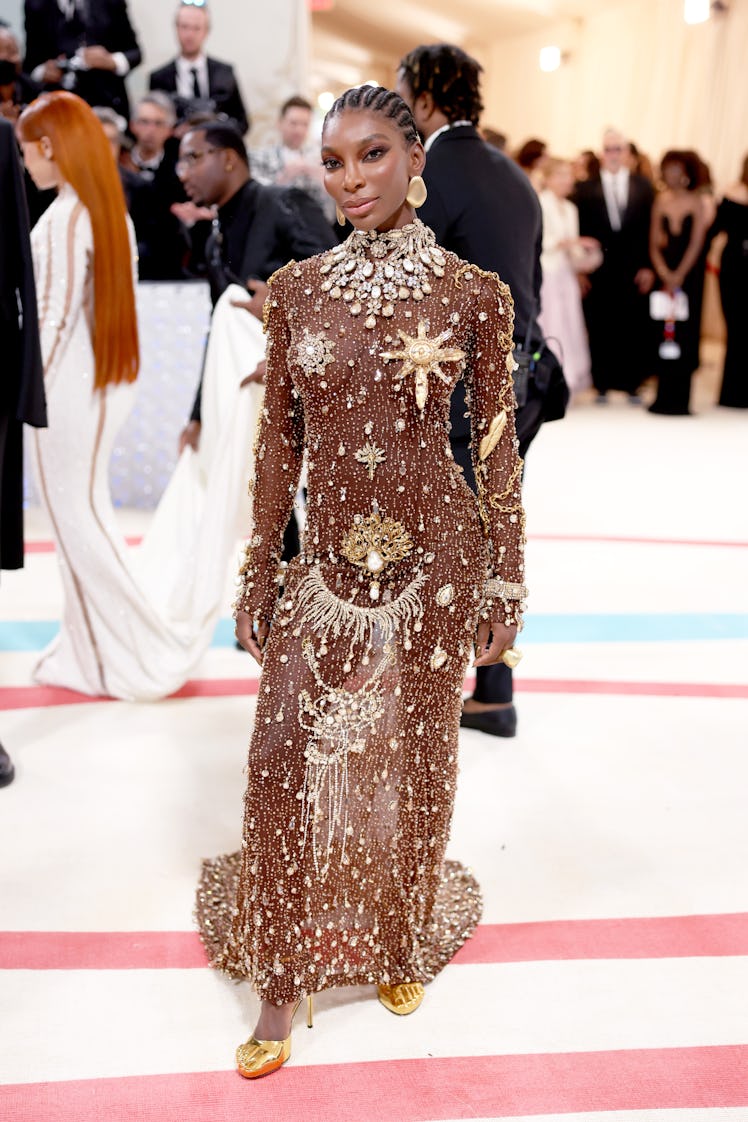 Michaela Coel attends The 2023 Met Gala Celebrating "Karl Lagerfeld: A Line Of Beauty" at The Metrop...