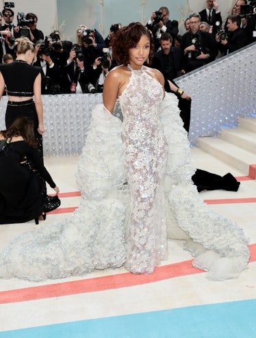 Halle Bailey attends The 2023 Met Gala Celebrating "Karl Lagerfeld: A Line Of Beauty" at The Metropo...