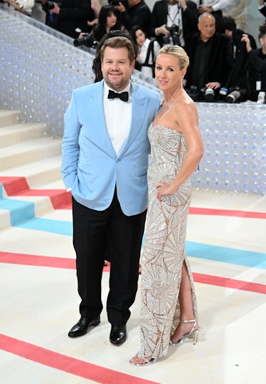  James Corden (L) and Julia Carey attends The 2023 Met Gala Celebrating "Karl Lagerfeld: A Line Of B...
