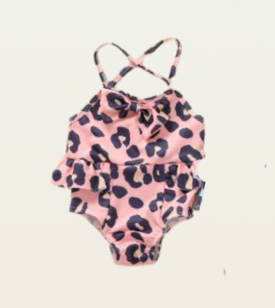 Toddler swimsuit one piece in pink leopard print