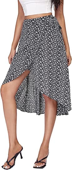 SheIn Flowy Midi Wrap Skirt