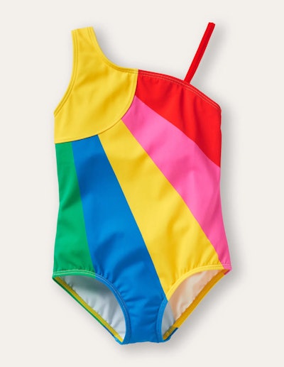 Kids' swimsuit with a sun and colorful rays design