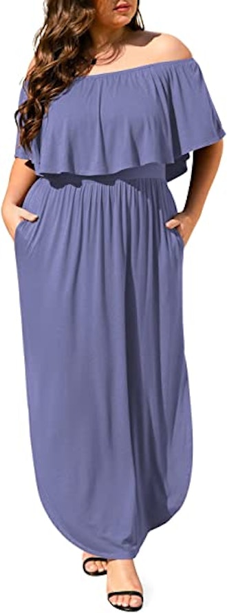 POSESHE Off The Shoulder Maxi Dress