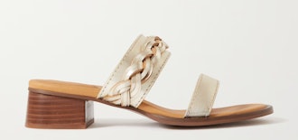 SEE BY CHLOÉ Braided metallic leather mules