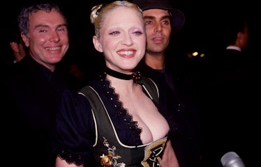 Madonna, Glenn O'Brien, and Steven Meisel at the 1992 SEX release party in New York.
