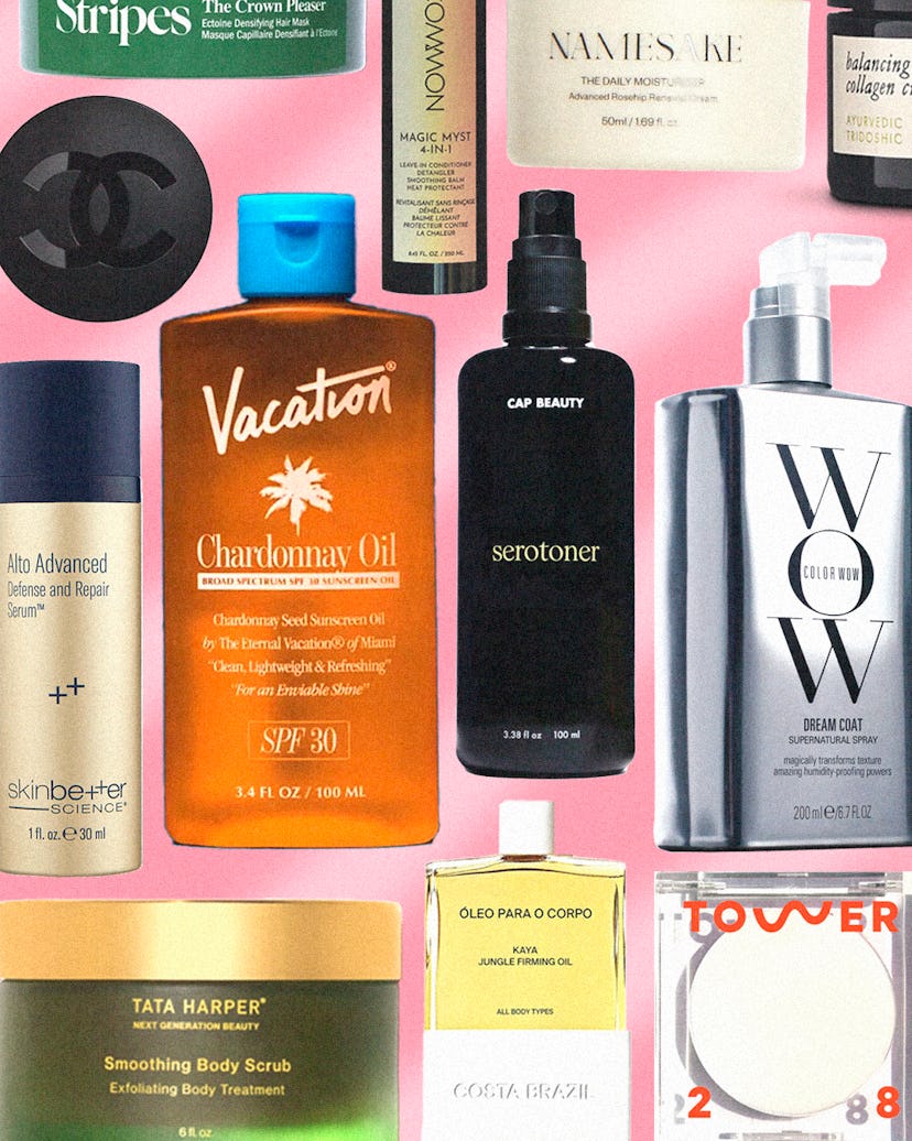 A collage of celebrity beauty guru approved summer products