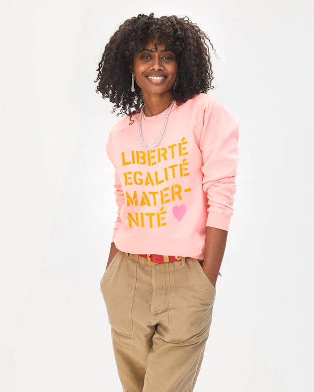 a sweatshirt supporting every mother counts, a charity to give to this mother's day