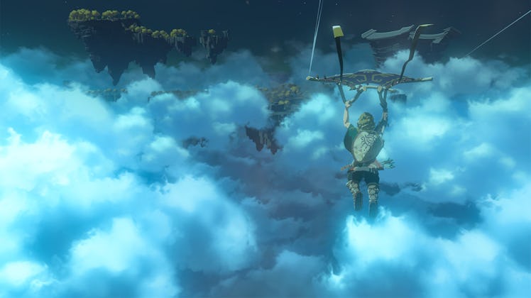 Teras of the Kingdom Zelda gliding towards sky islands