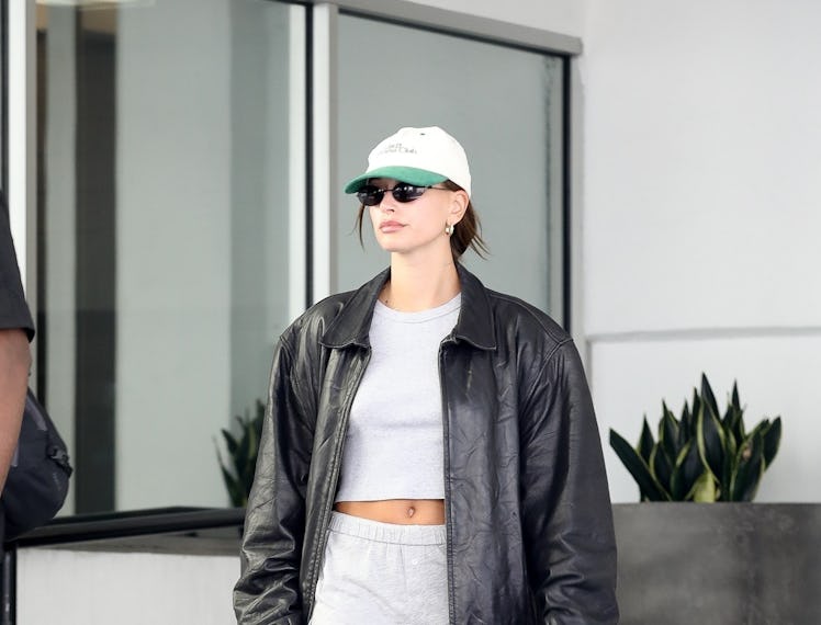 hailey bieber leather