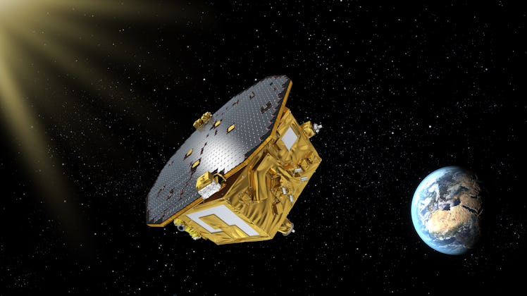 An illustration of the LISA Pathfinder mission.