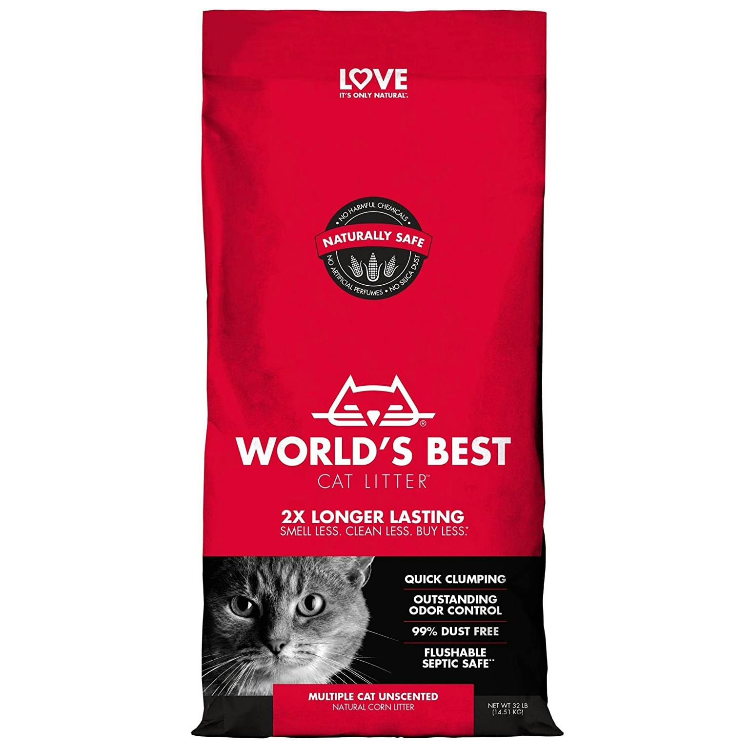 World’s Best Cat Litter Unscented Litter, 15 Lbs.
