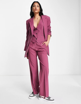 ASOS DESIGN Mix & Match Slim Boy Suit Blazer In Plum