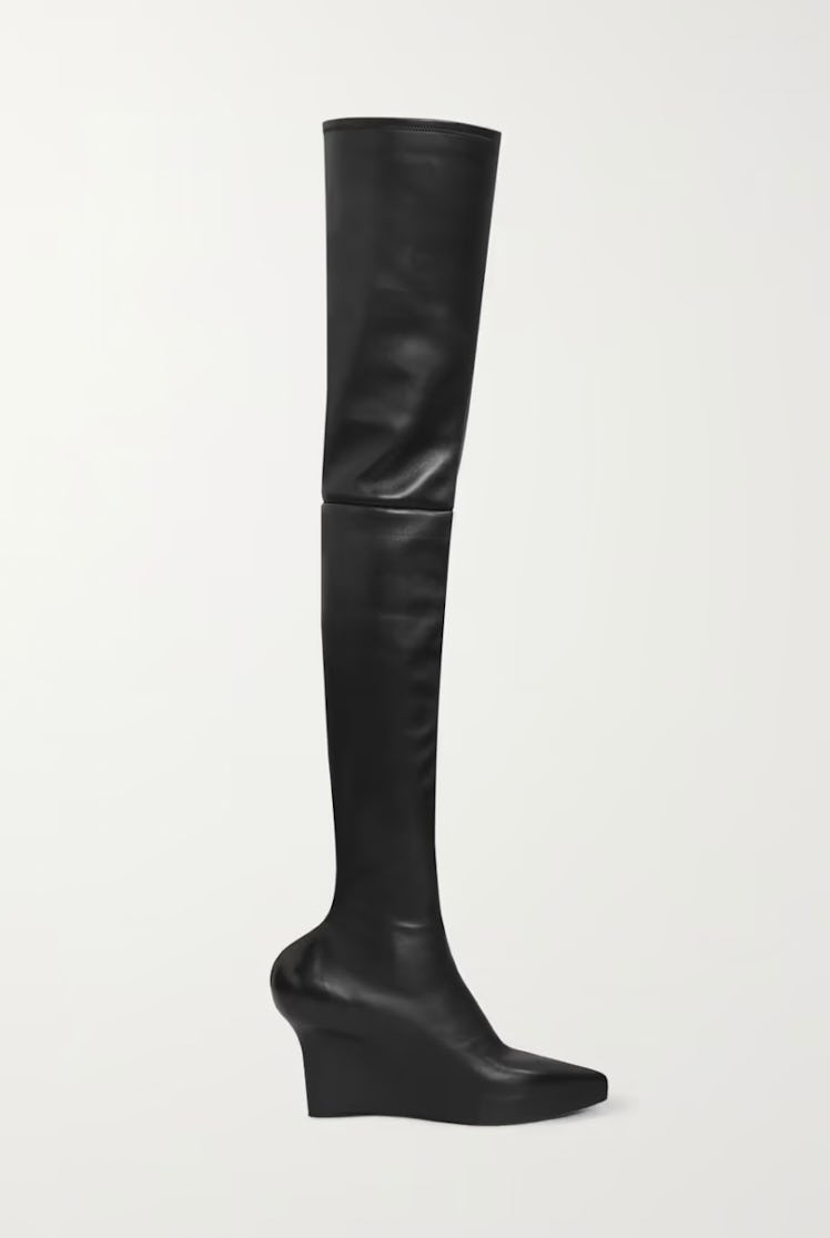Leather Over-The-Knee Wedge Boots