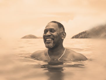 man swimming in ocean