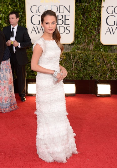 BEVERLY HILLS, CA - JANUARY 13: Actress Alicia Vikander arrives at the 70th Annual Golden Globe Awar...