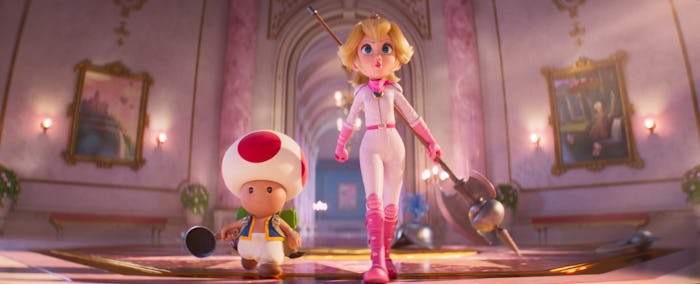 Toad and Princess Peach in a scene from the new 'Super Mario Bros. Movie'