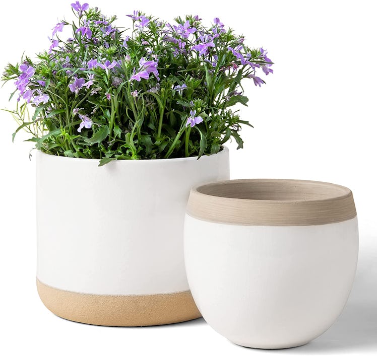 LA JOLIE MUSE White Ceramic 6.5 + 4.9 Inch Indoor Planters