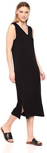 Amazon Essentials Terry Relaxed-Fit Sleeveless V-Neck Midi Dress