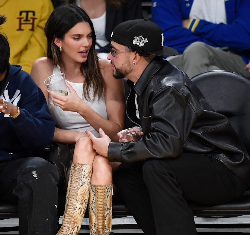 Kendall Jenner and Bad Bunny at basketball game