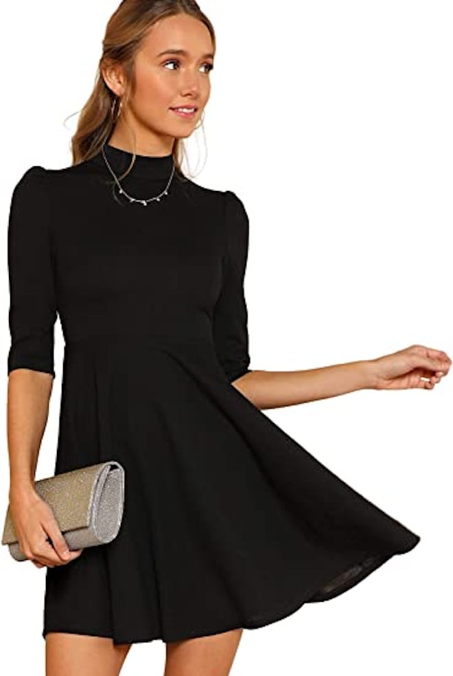 Floerns Mock Neck Flared Cocktail Dress