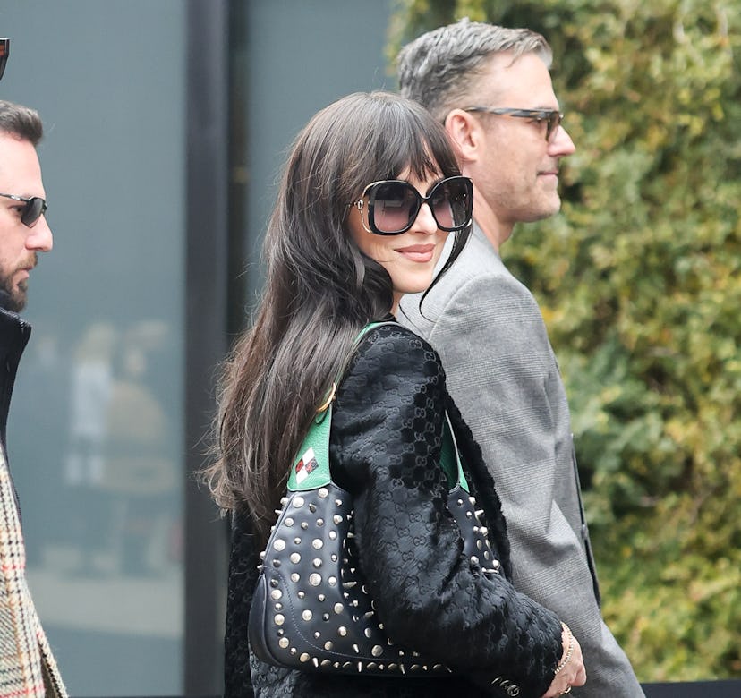 Dakota Johnson is seen arriving at the Gucci fashion show