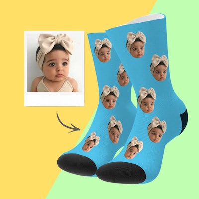father's day gifts for new dads and sons: Custom Socks With Baby Face