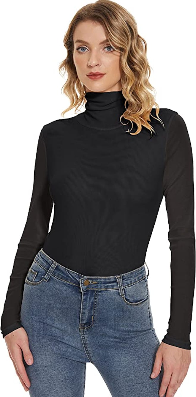 Anbenser Mesh Turtleneck Long Sleeve