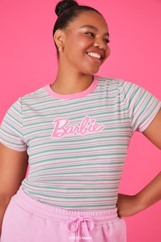 Forever 21 x Barbie Striped Baby Tee