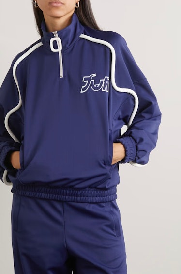 + Run Hany Embroidered Stretch-Jersey Half-Zip Track Jacket