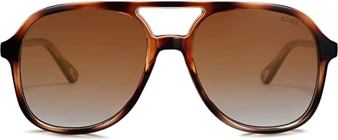 SOJOS Retro Square Polarized Aviator Sunglasses