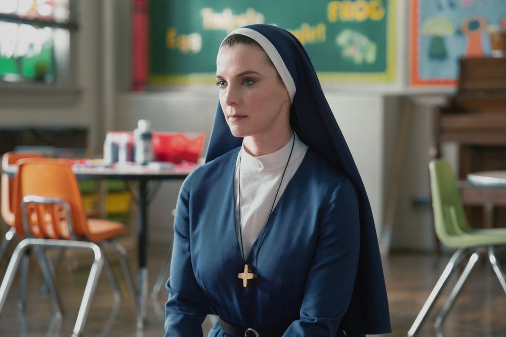 Betty Gilpin in &lsquo;Mrs. Davis.&rsquo; Photo via Peacock