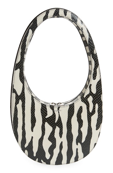 Swipe Zebra Print Snakeskin Embossed Leather Handbag