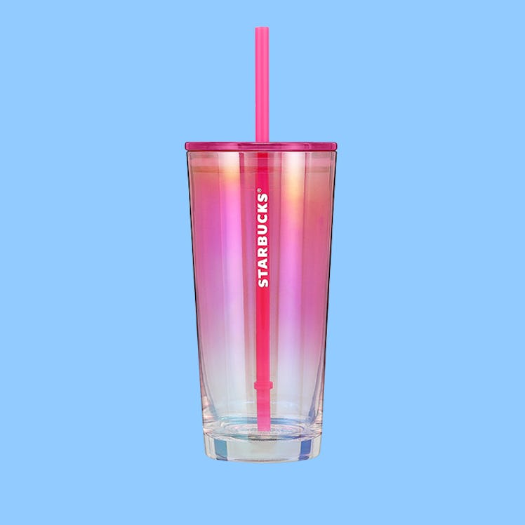 This bubblegum pink cup from Starbucks' summer 2023 tumbler collection has a very 'Speak Now (Taylor...
