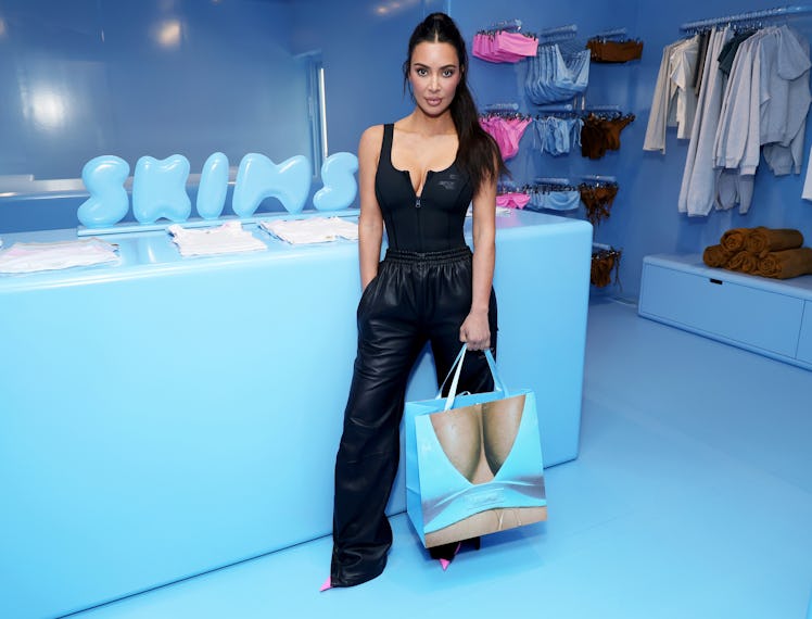 Kim Kardashian at the SKIMS summer pop-up shop in NYC.