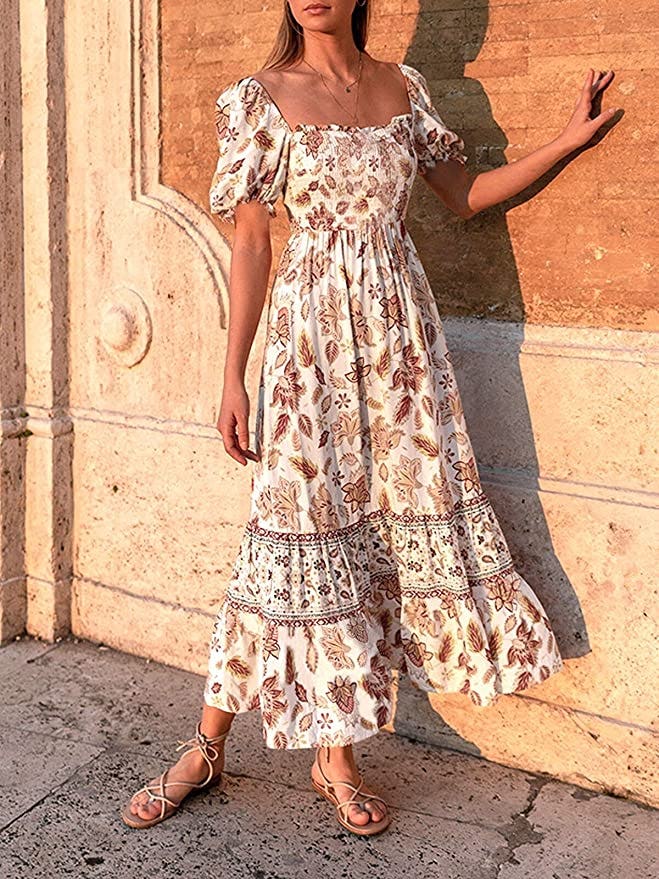 ZESICA Square Neck Maxi Dress