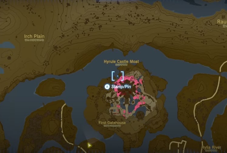 Hyrule Castle Moat map point Tears of the Kingdom
